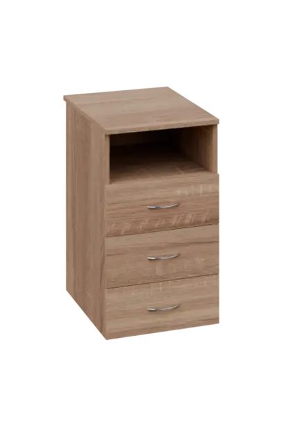 CKC 2 - 64 kontejner přístavný, 3-zásuvkový/nika, deska 25 mm, centrální zámek, dub bardolino